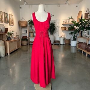 Anthropologie Tracy Reese Red Sleeveless Corset Waist Midi Dress Size 4
